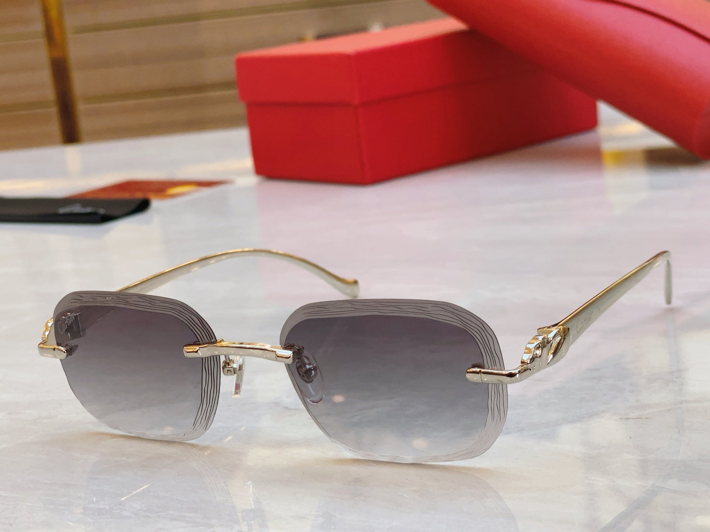 High end unique cut corrugated sunglasses