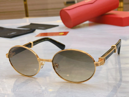 High end oval sunglasses with gold frame