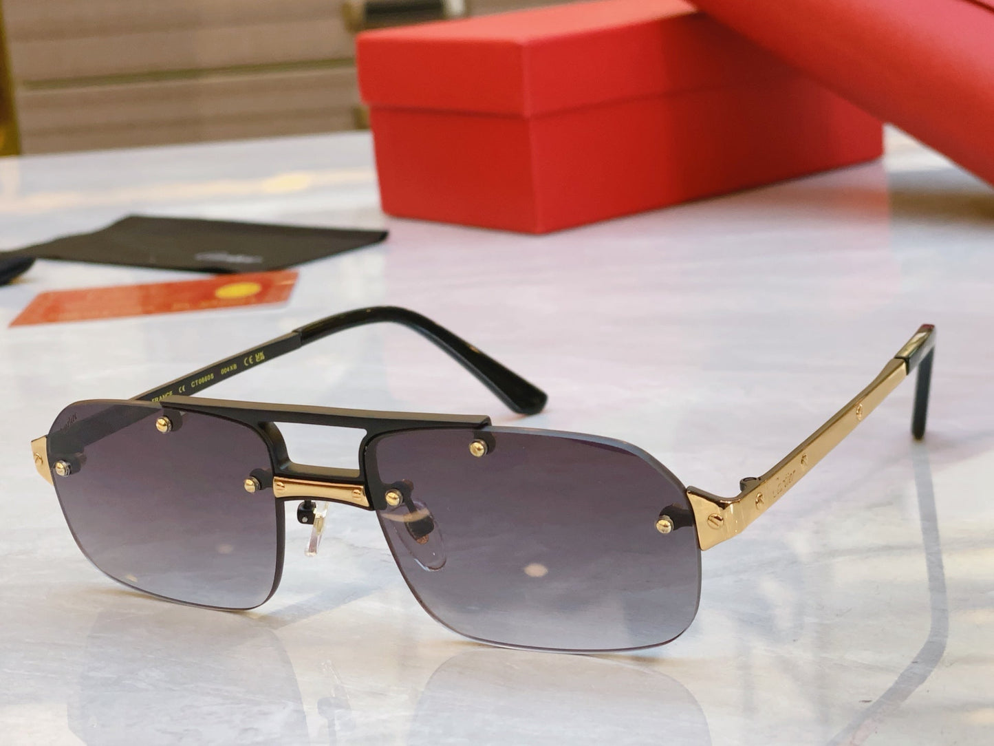 High end metal double bracket sunglasses
