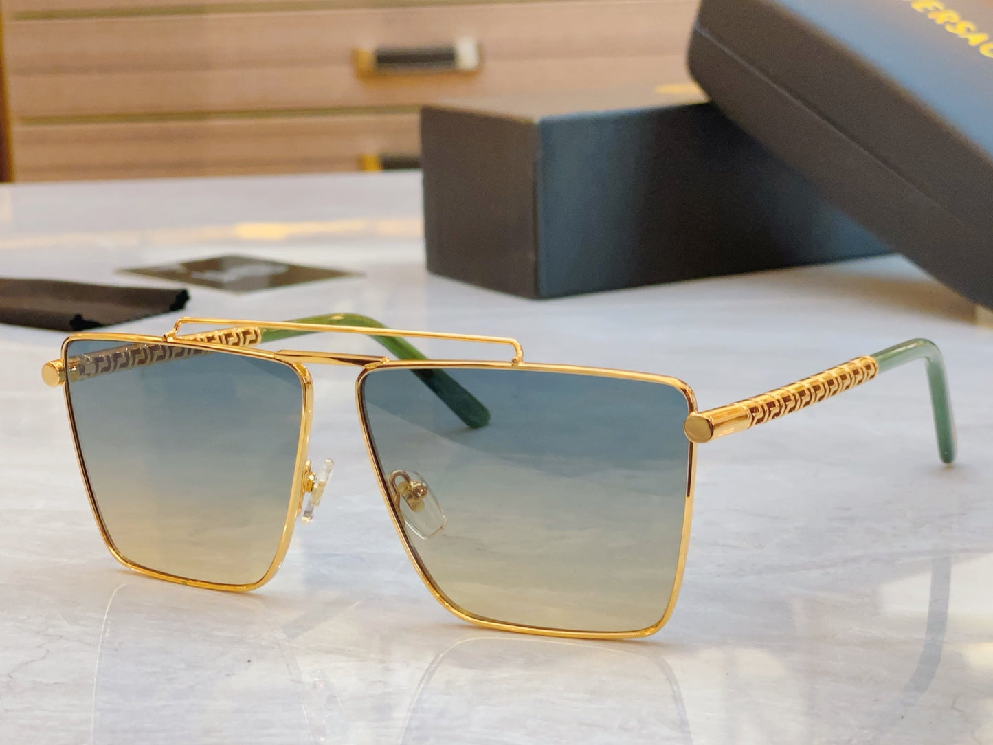 High end metal leg double bar sunglasses