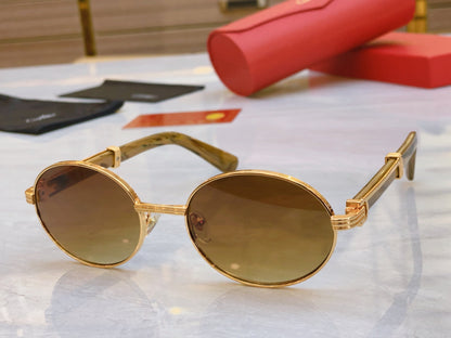High end oval sunglasses with gold frame