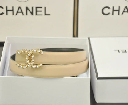 6 color double C pearl rhinestone belt