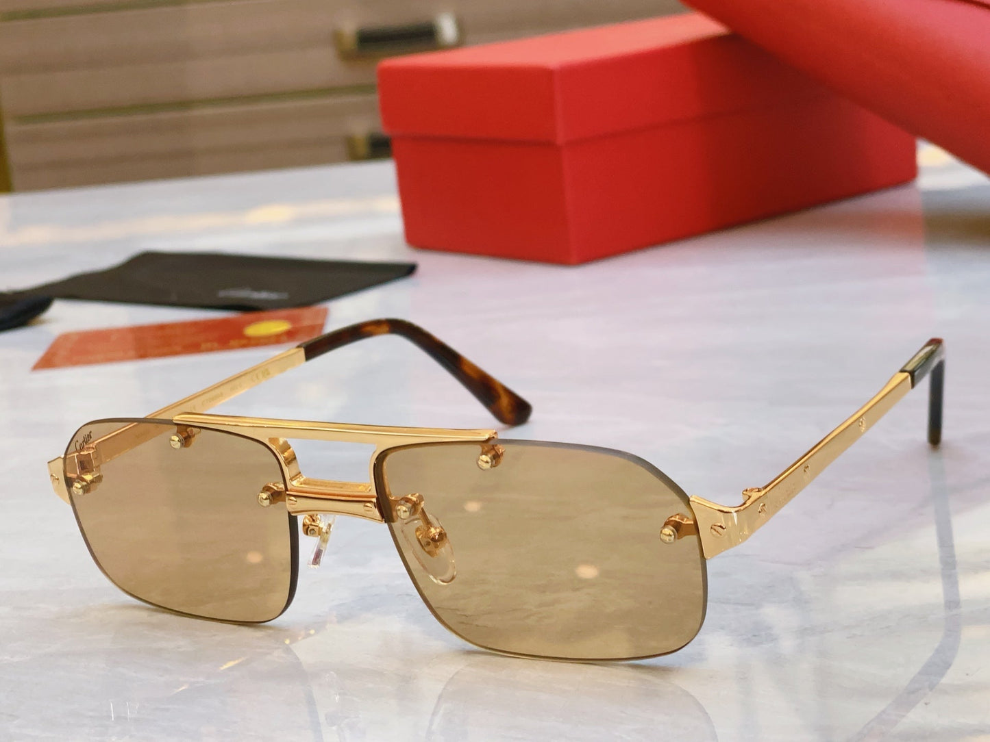 High end metal double bracket sunglasses