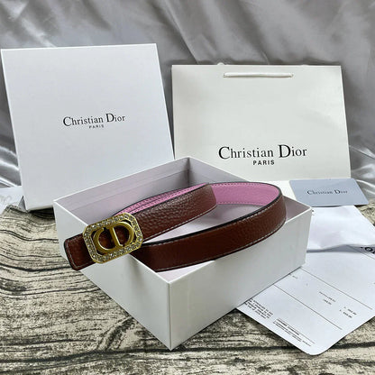 6 Colors rhinestone CD lychee pattern double-sided belt