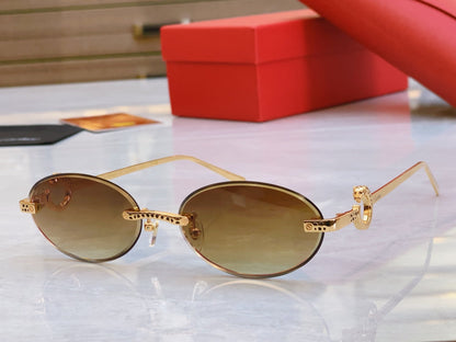 Creative carving high-end leopard oval sunglasses