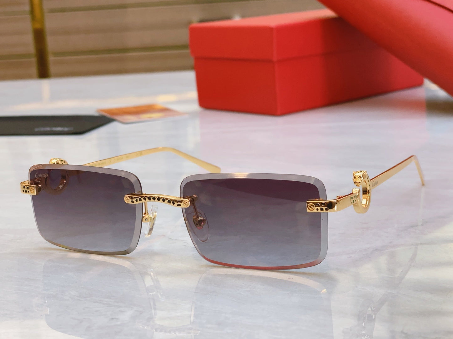 High end golden leopard carved decorative sunglasses