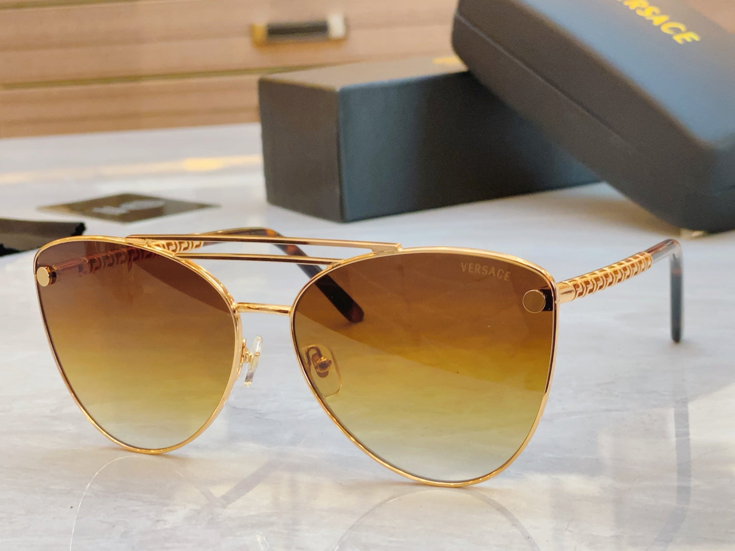 High end classic double horizontal bar pilot sunglasses