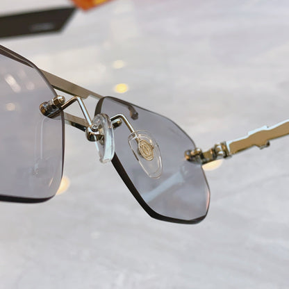 Elegant Exquisite Rimless Sunglasses with Ornate Metal Details