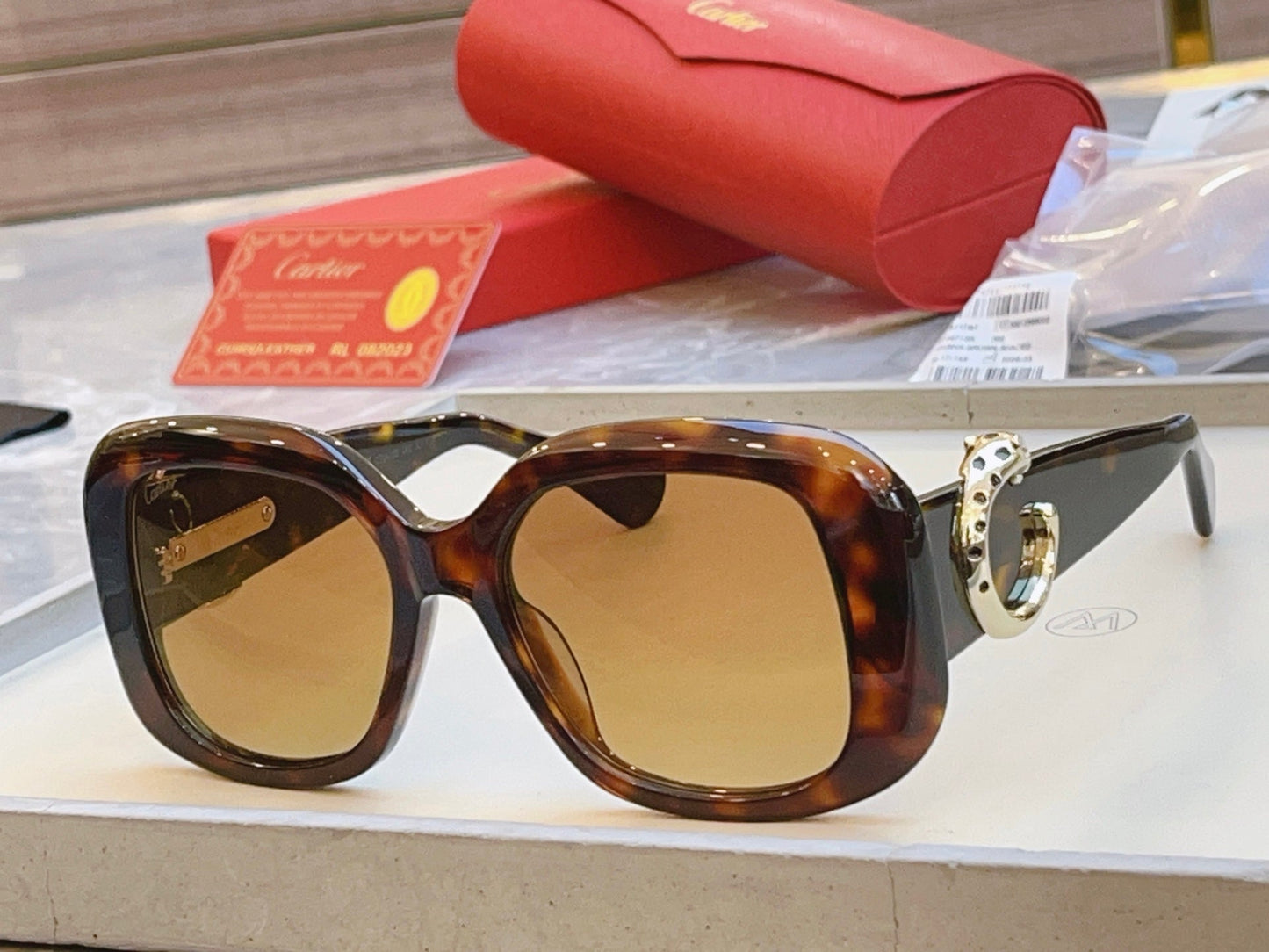 High end leopard print large frame sunglasses