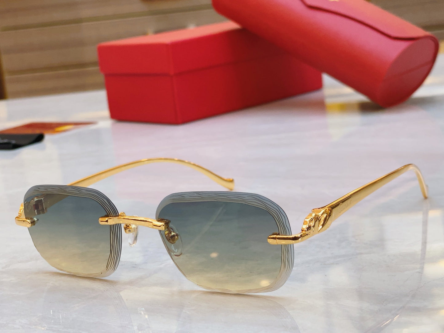 High end unique cut corrugated sunglasses