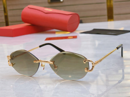 Elegant and high-end diagonal cut design frameless sunglasses