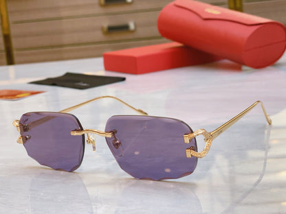 High end diamond inlaid sunglasses with precision cutting design