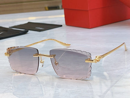 High end metal leg cut quadrilateral sunglasses