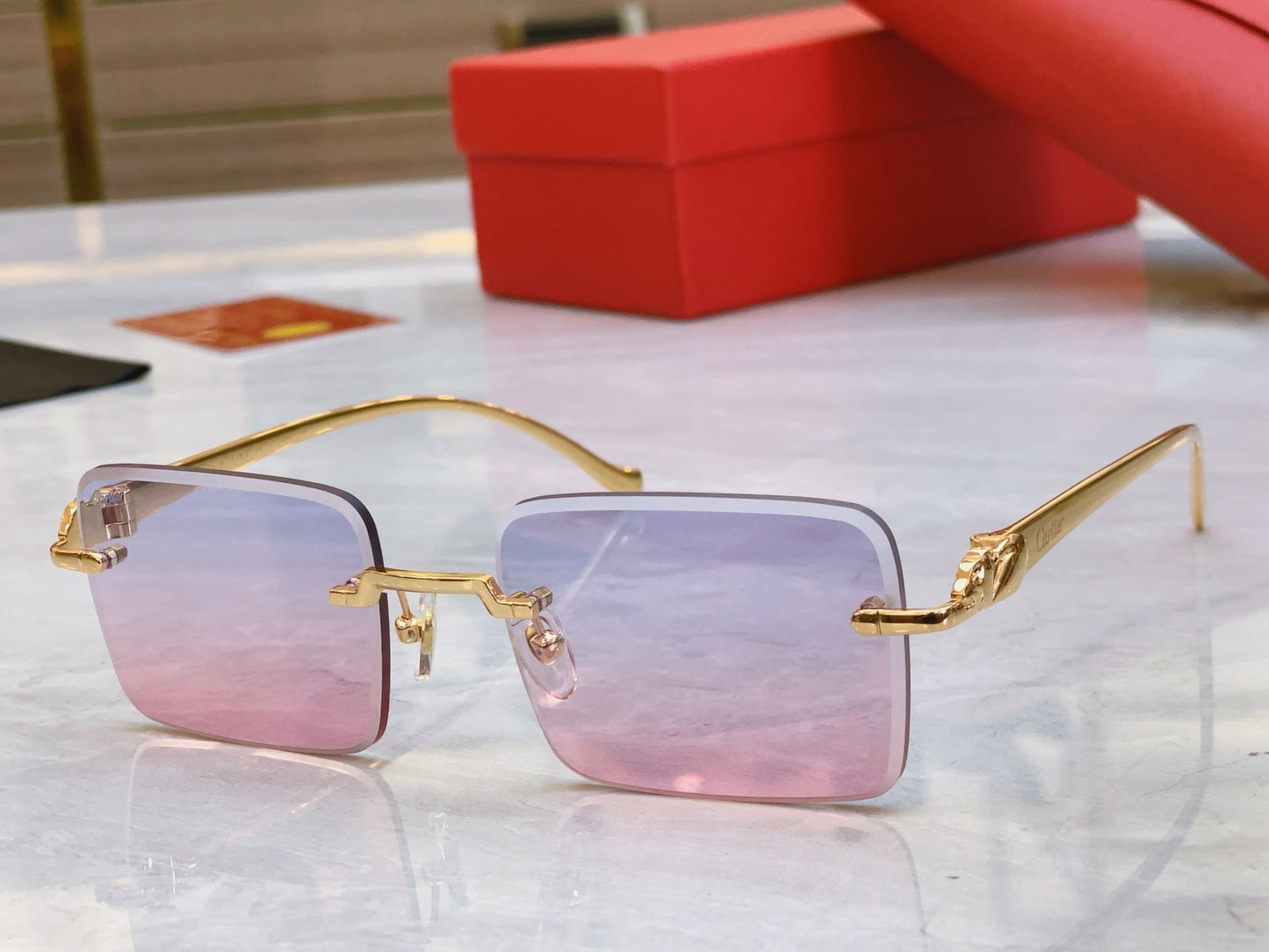 Square frameless design high-end sunglasses