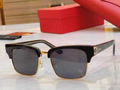 High end half frame design leopard print sunglasses