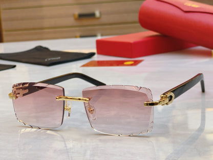 High end cut square frameless lens sunglasses