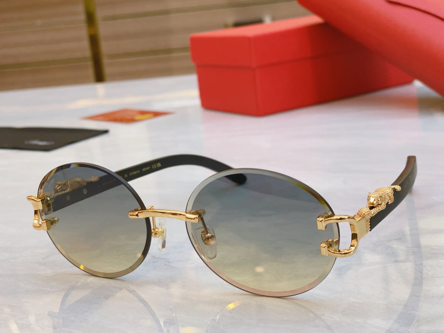 High end classic leopard circular cut sunglasses
