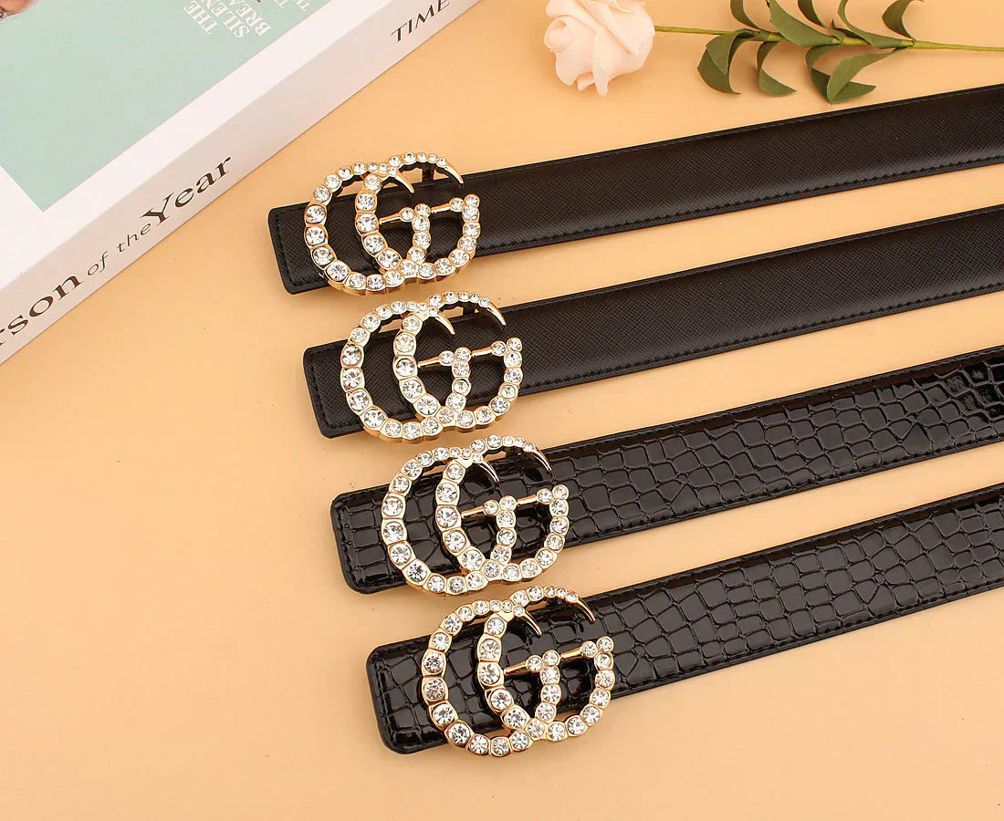 2 Styles Double G Rhinestone Belt