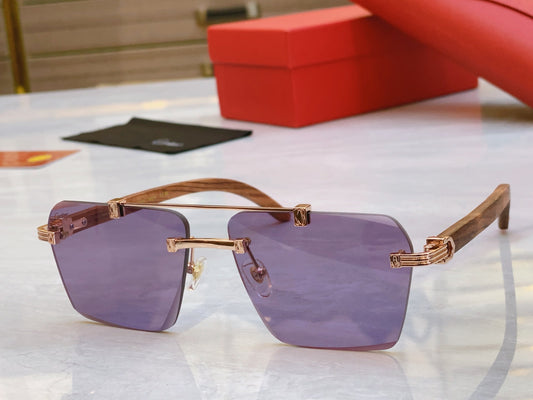 High end minimalist cut wooden leg sunglasses
