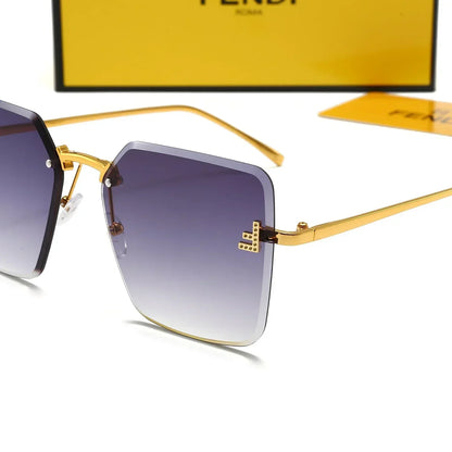 Frameless metal large frame sunglasses