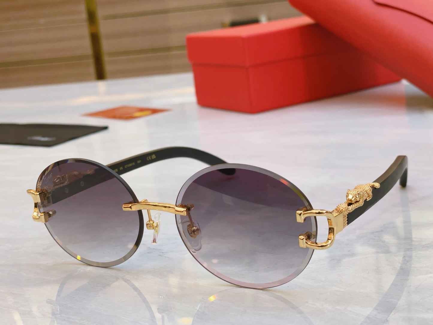 High end classic leopard circular cut sunglasses