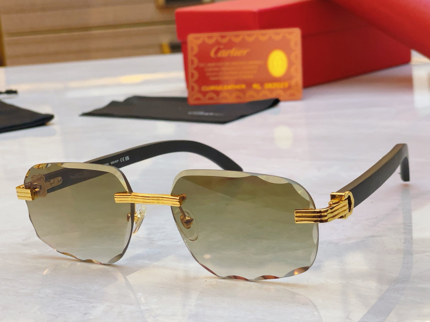 High end cutting wave frameless sunglasses