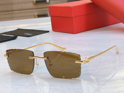 High end metal leg cut quadrilateral sunglasses
