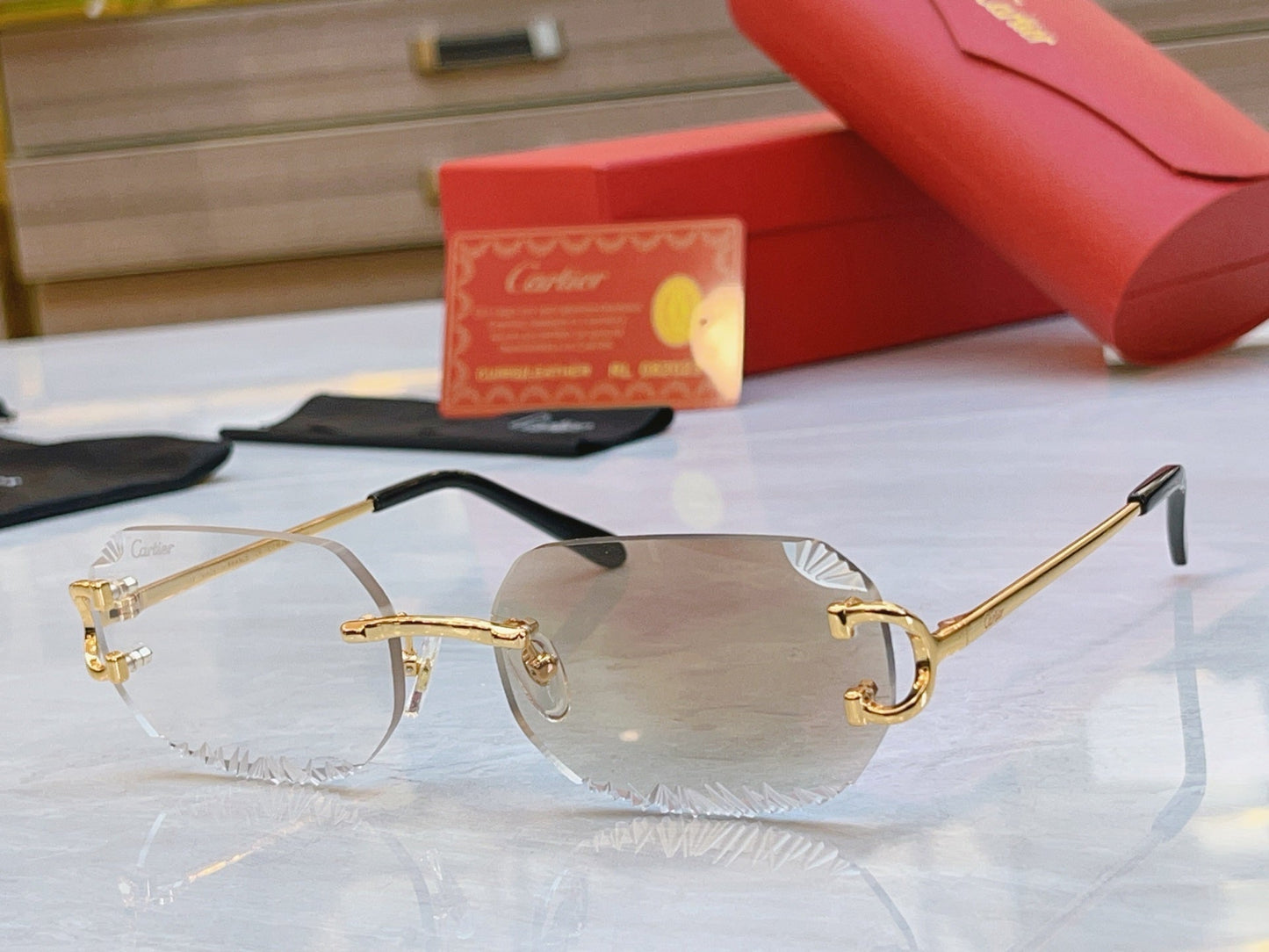 High end classic precision cut quadrilateral color changing sunglasses