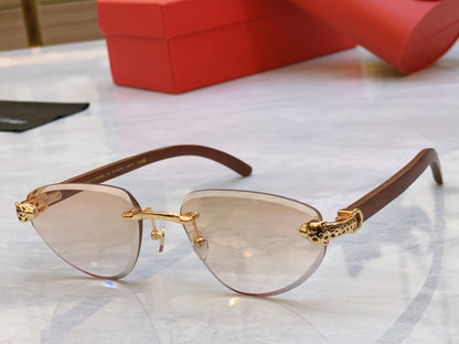 Classic leopard cut triangular wooden leg high-end sunglasses