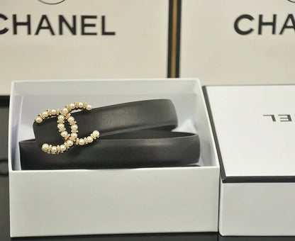 6 color double C pearl rhinestone belt