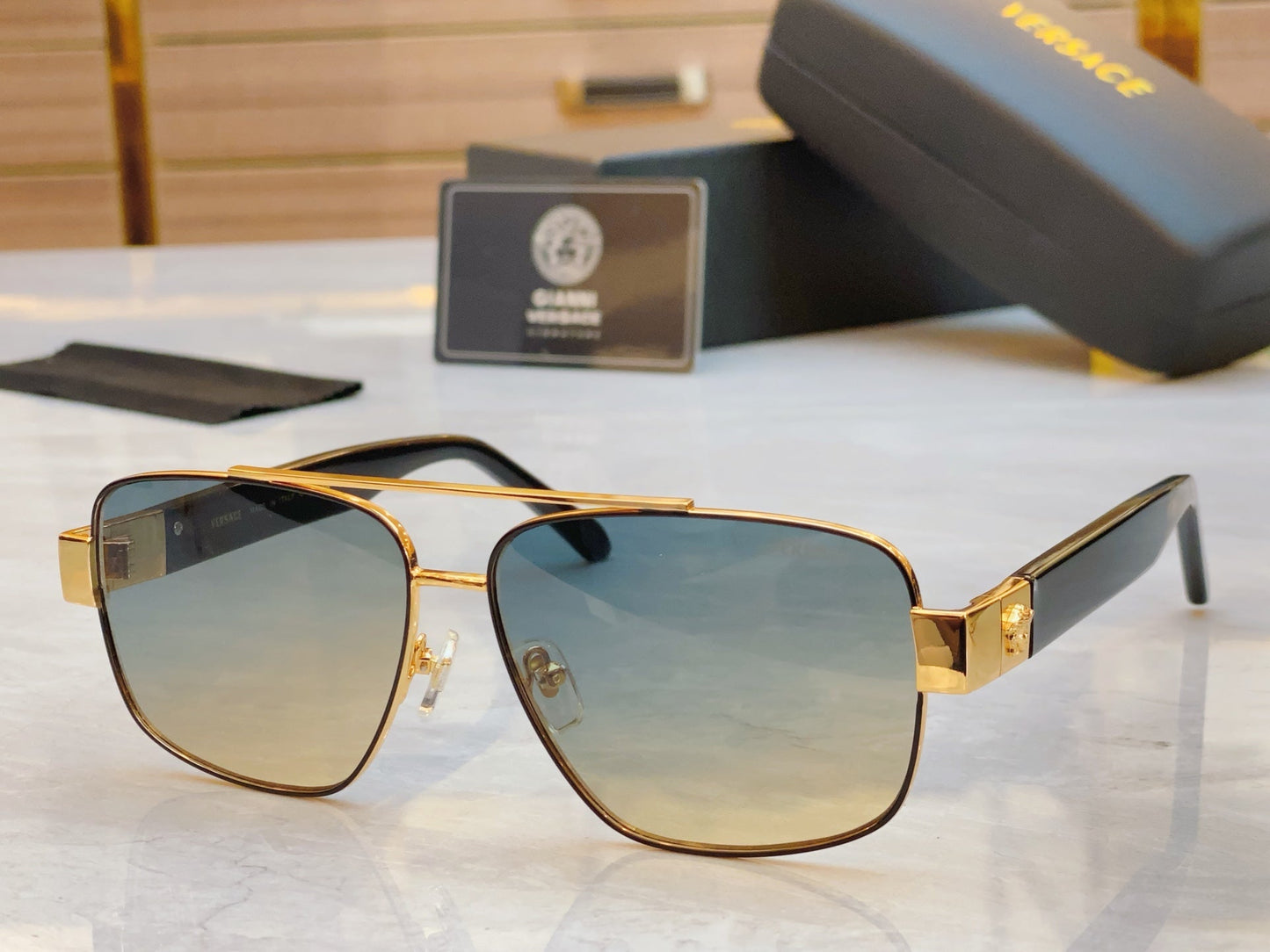 High end classic pilot dual pole sunglasses