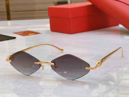Oblique quadrilateral frameless design high-end sunglasses