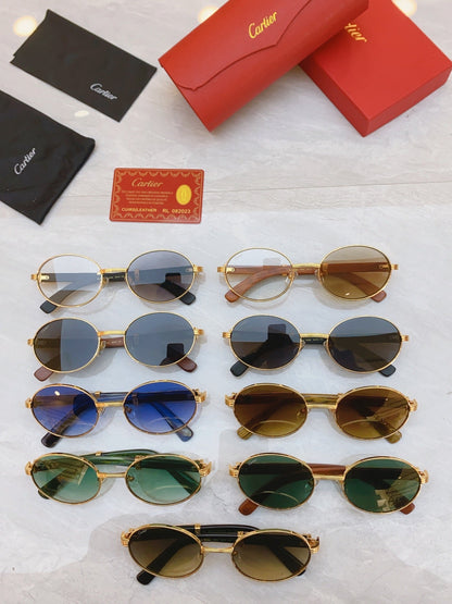 High end color changing gold framed oval sunglasses