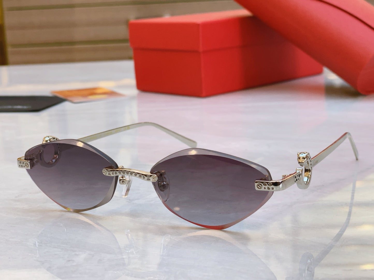 High end leopard creative cat eye cutting sunglasses