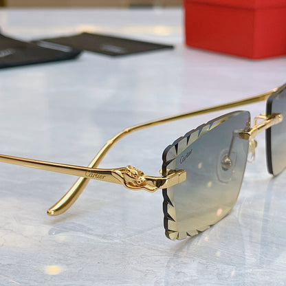 High end metal leg cut quadrilateral sunglasses