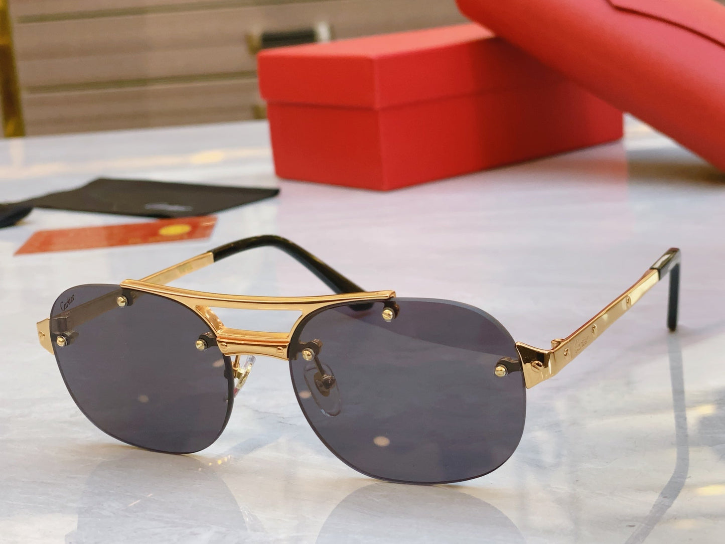 High end double bracket sunglasses