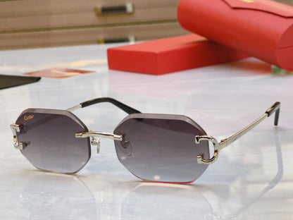 High end hexagonal cut frameless sunglasses