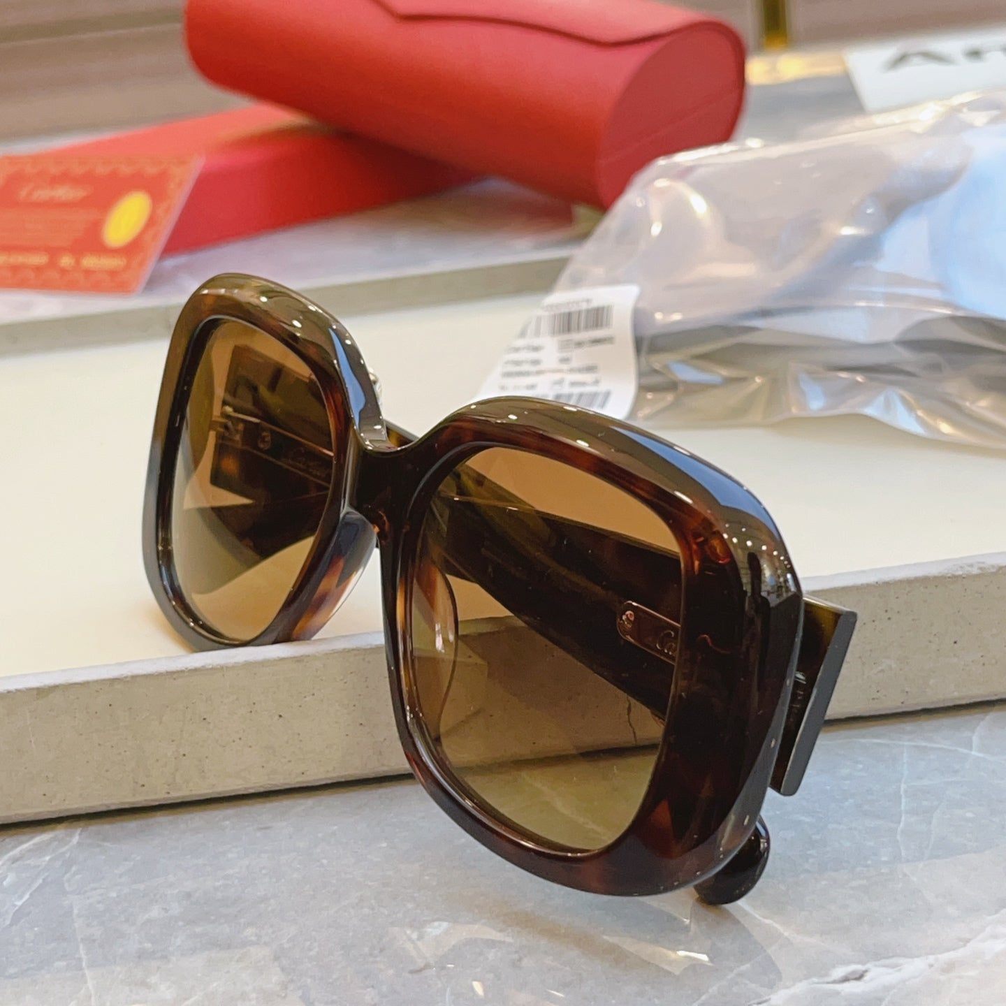 High end leopard print large frame sunglasses