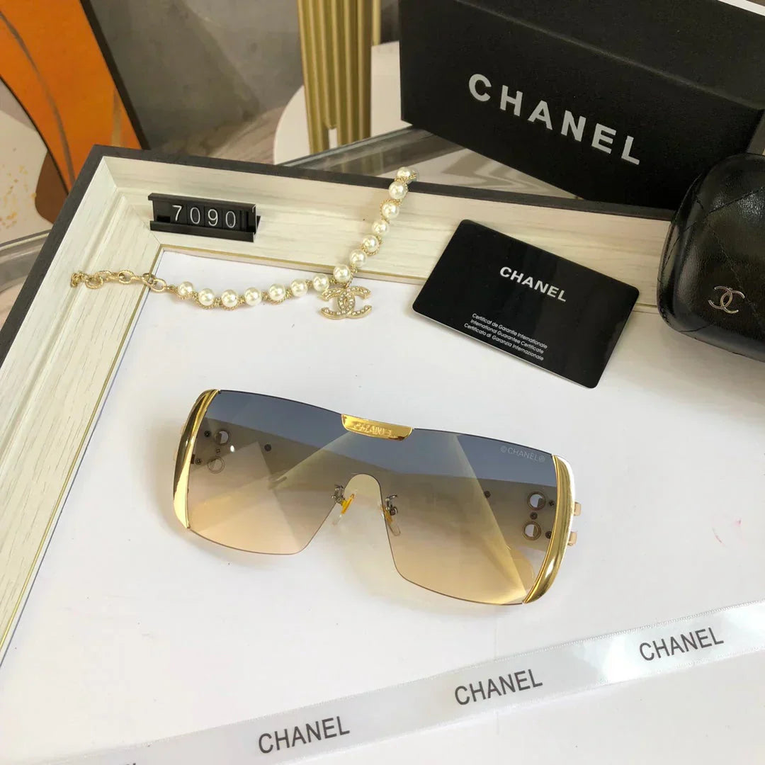 Frameless trimmed large frame sunglasses