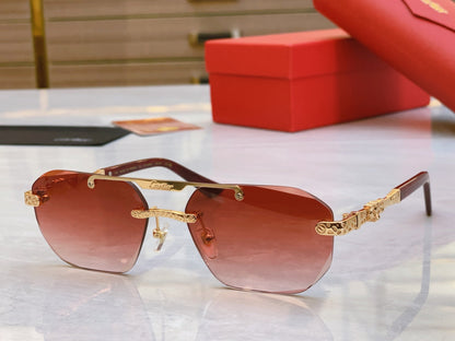 Elegant Exquisite Rimless Sunglasses with Ornate Metal Details