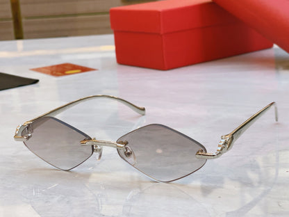 Oblique quadrilateral frameless design high-end sunglasses