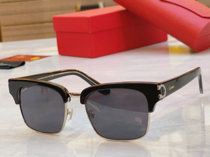 High end half frame design leopard print sunglasses