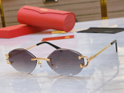 Elegant and high-end diagonal cut design frameless sunglasses
