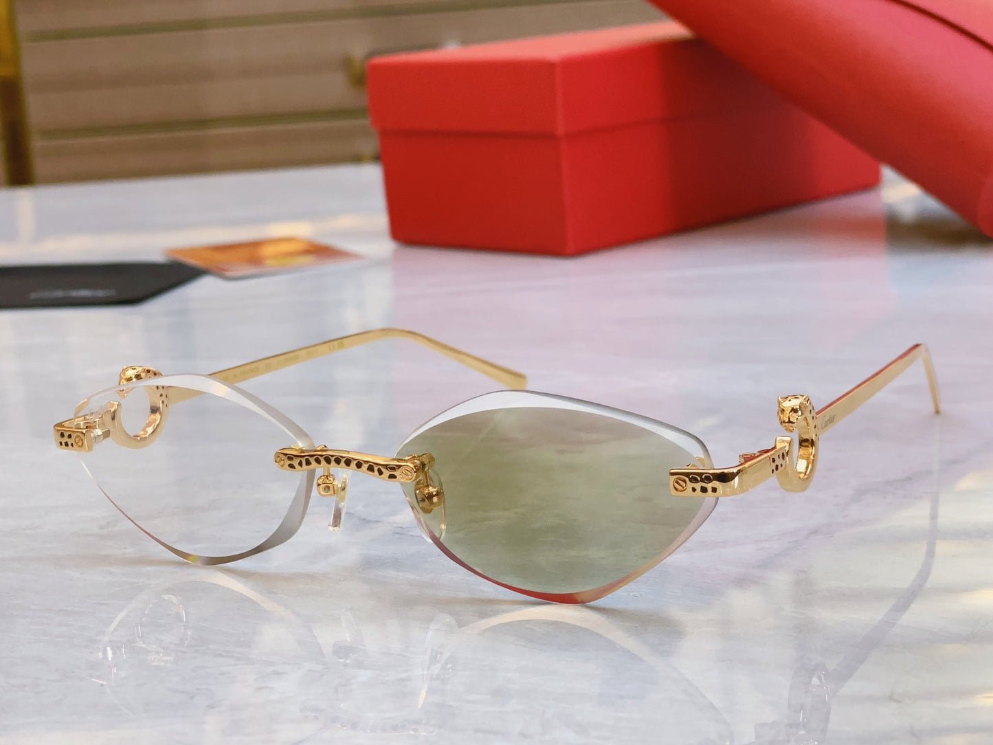 High end Color changing leopard creative cat eye cutting sunglasses