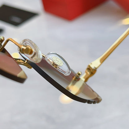 High end metal leg cut quadrilateral sunglasses