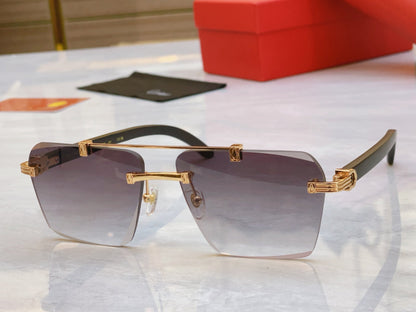 High end minimalist cut wooden leg sunglasses
