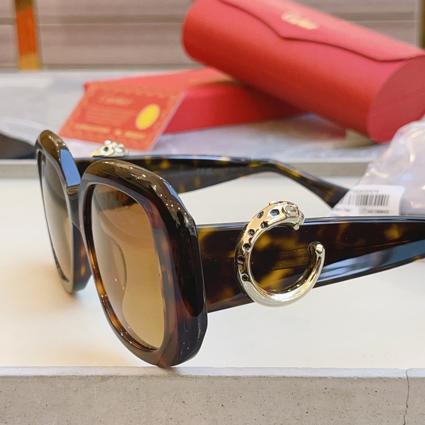 High end leopard print large frame sunglasses