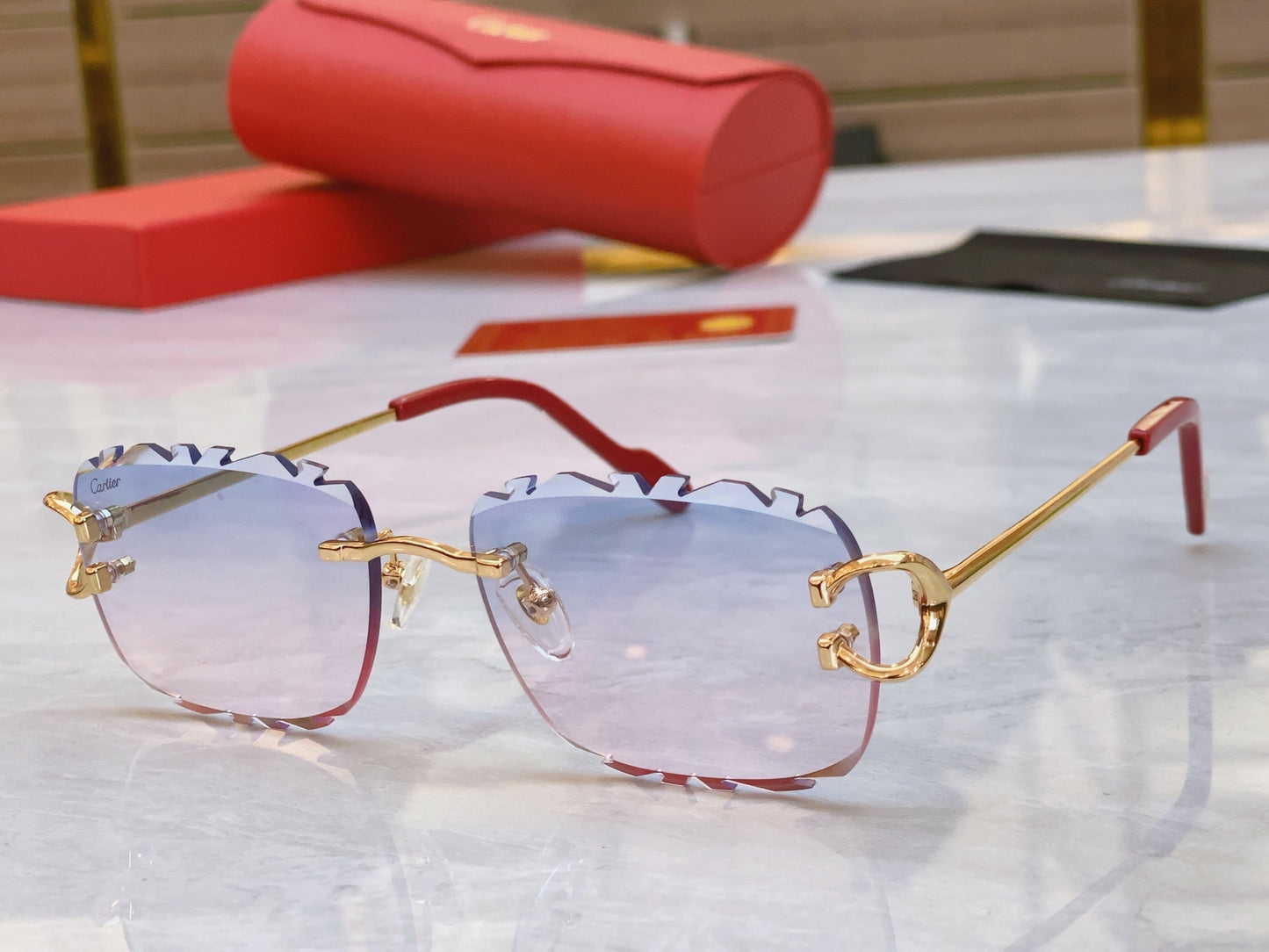 Unique cutting design frameless high-end sunglasses