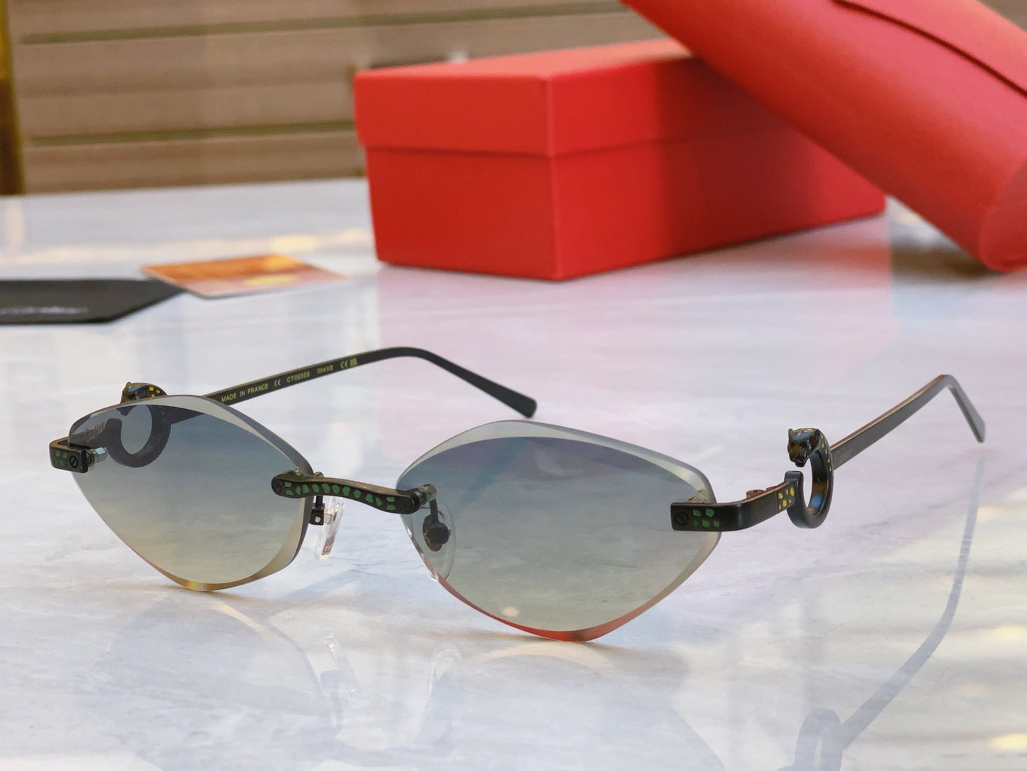 High end leopard creative cat eye cutting sunglasses