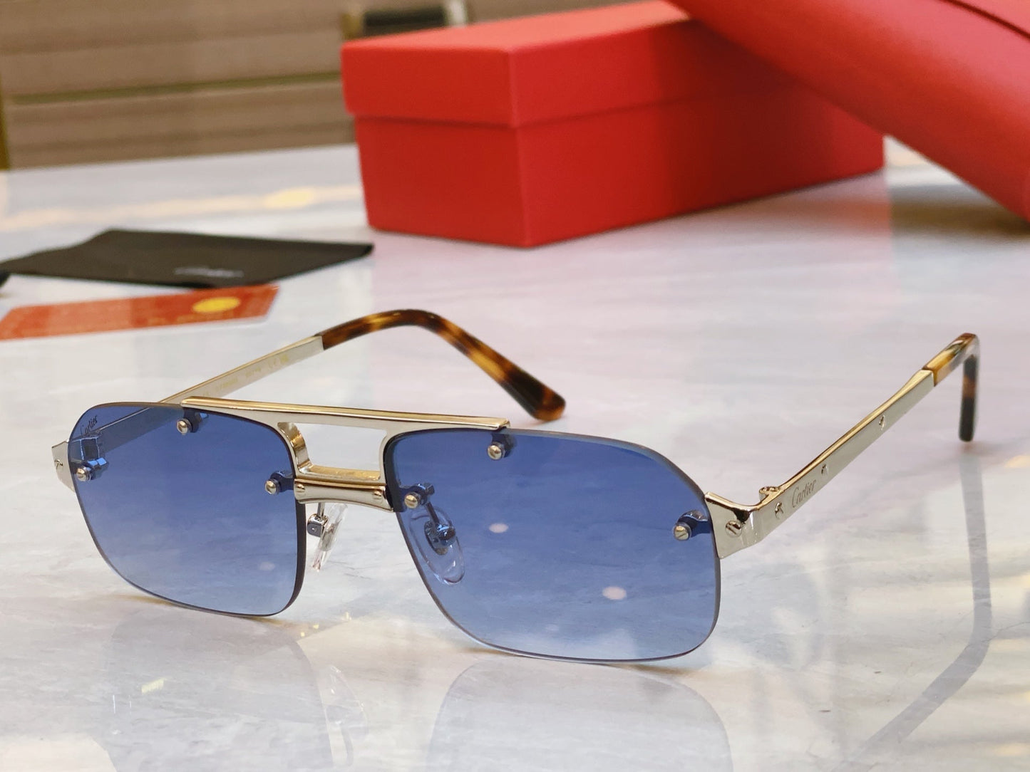 High end metal double bracket sunglasses